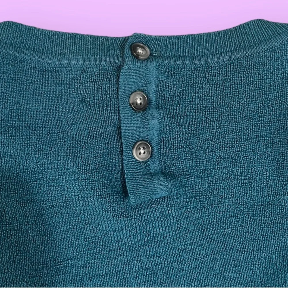 Vintage Banana Republic Deep Teal Marino wool sweater w/ buttons (med) - Picture 6 of 15